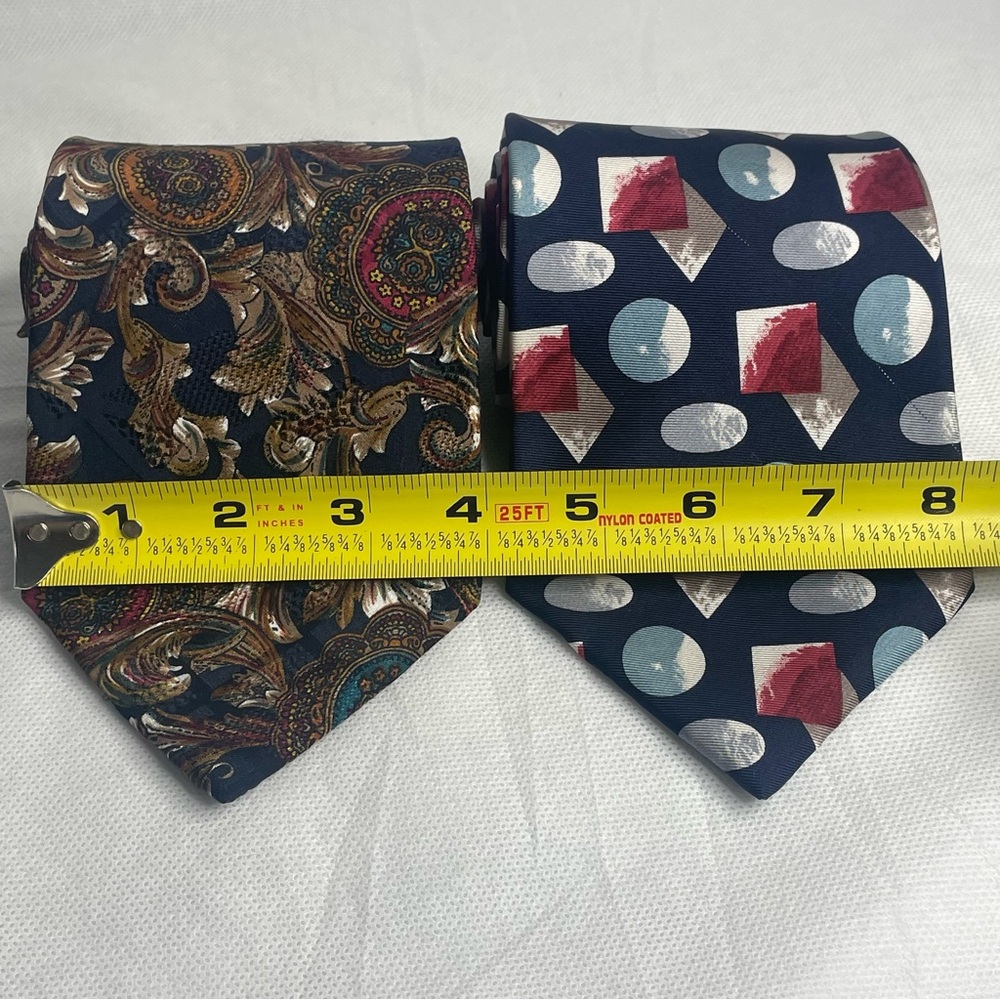 VTG Givenchy Monsieur Silk Tie Lot Navy Gold Paisley Red White Blue USA Neckties - Picture 16 of 16